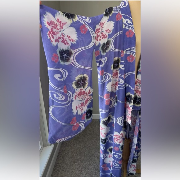Vintage Thailand Handmade Japanese Floral Silk Satin Purple...